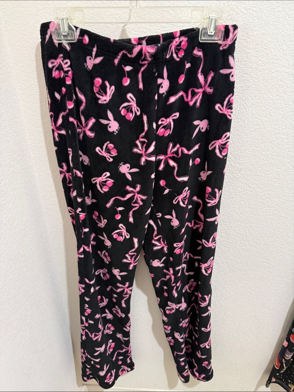 PLAYBOY Black and Pink Bunny Print Pajama Pants